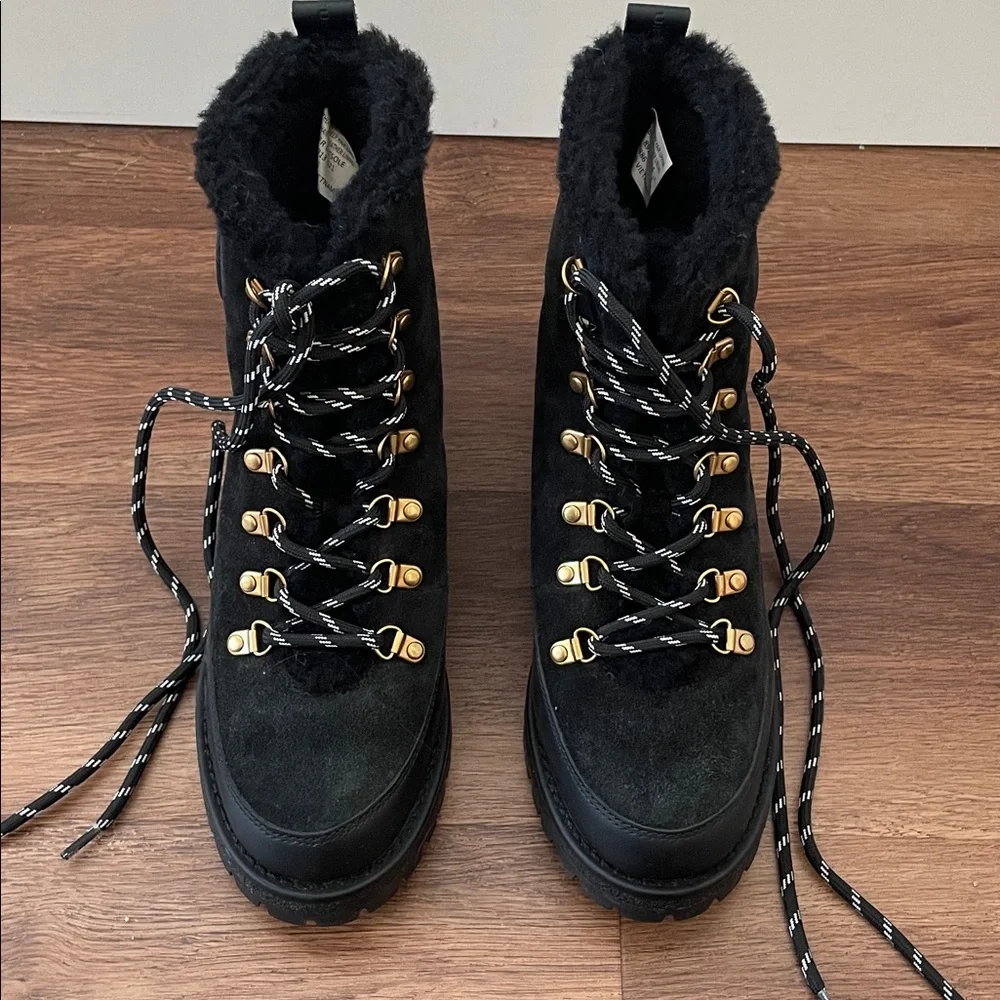 New Tory Burch Thea Suede & Shearling Lug Sole Booties